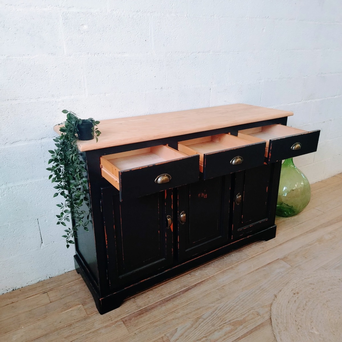 Buffet enfilade Noir et Bois – Image 2