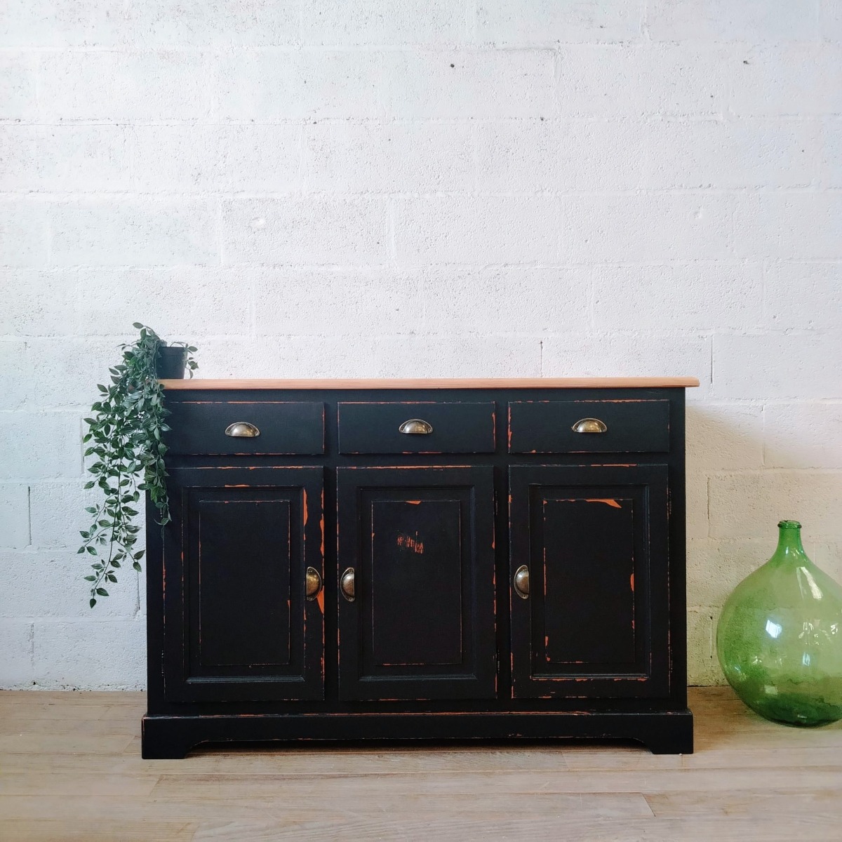 Buffet enfilade Noir et Bois – Image 3