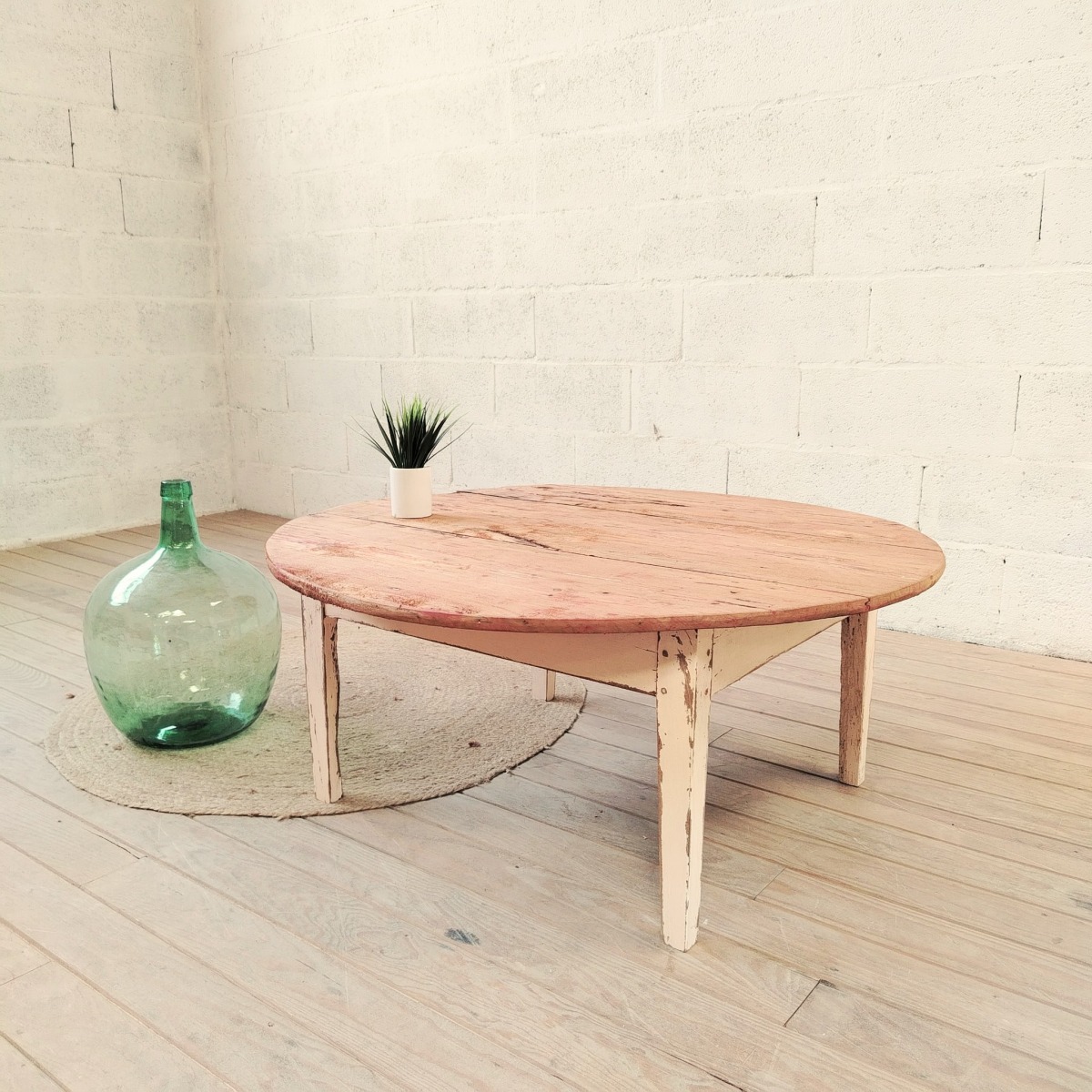 Table basse ronde patinée