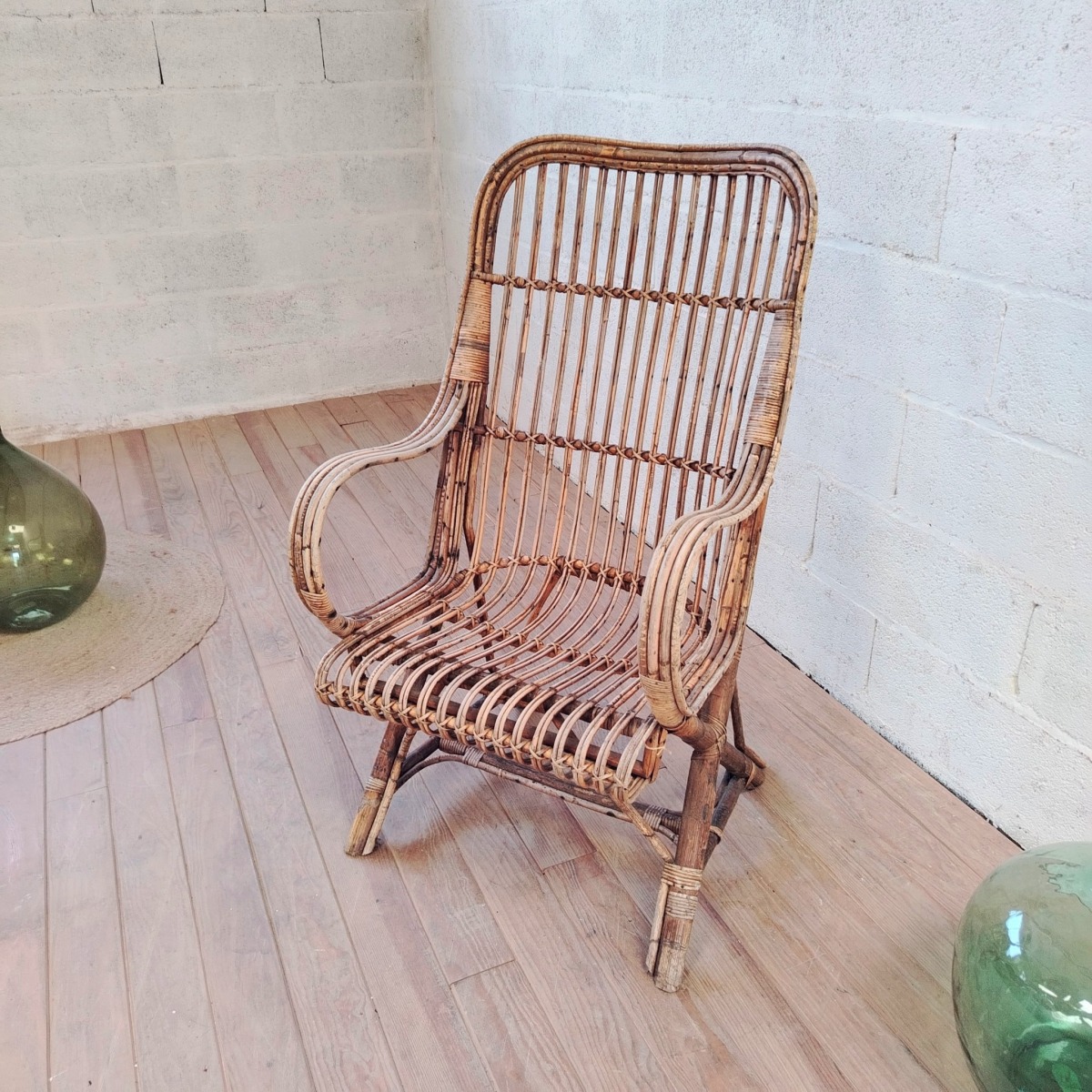 Fauteuil vintage en rotin – Image 2