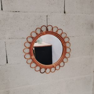 Miroir Soleil en Rotin