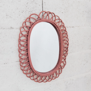 Miroir vintage en Rotin