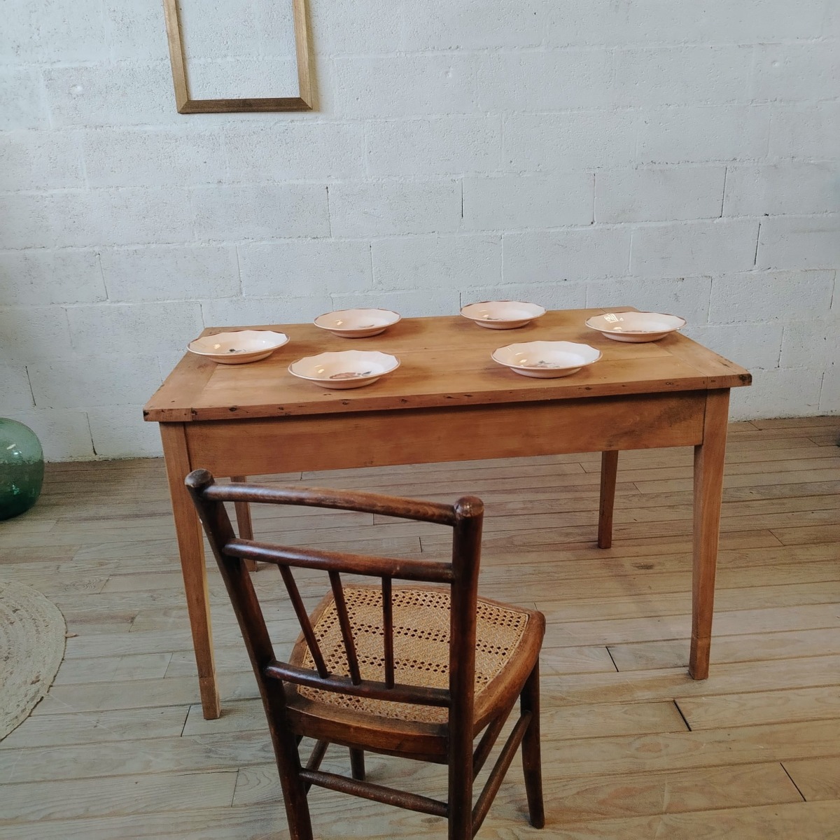 Table de ferme en bois naturel – Image 2