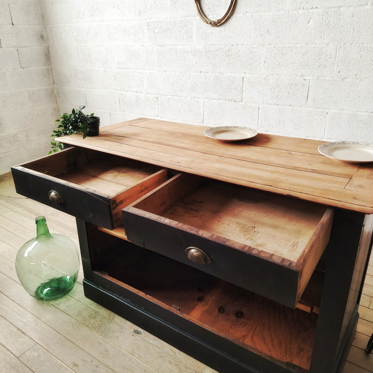 Buffet comptoir noir et bois – Image 3