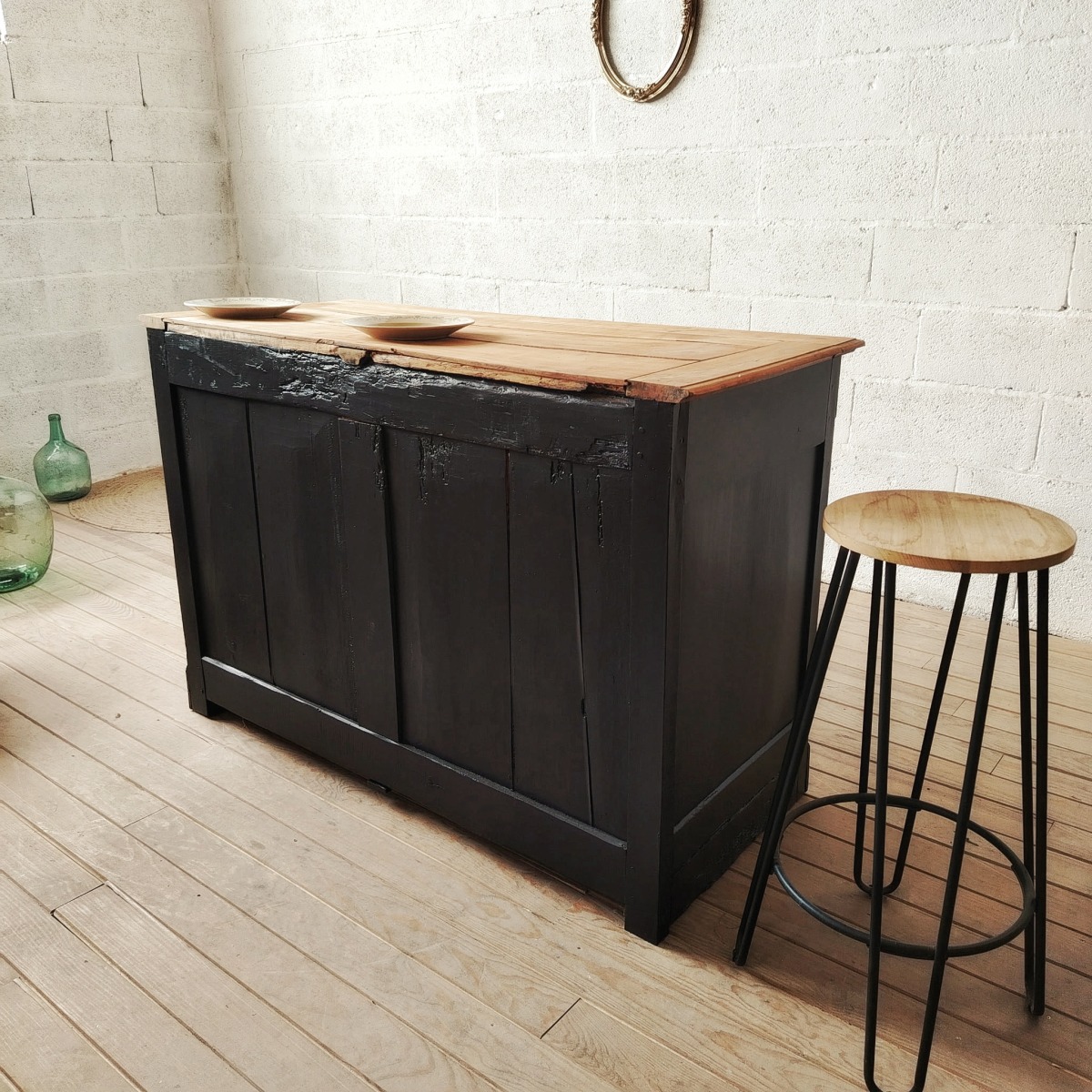 Buffet comptoir noir et bois – Image 2