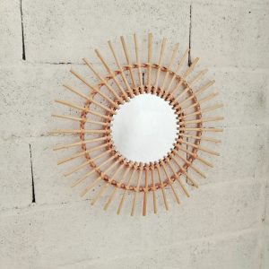 Miroir soleil en rotin